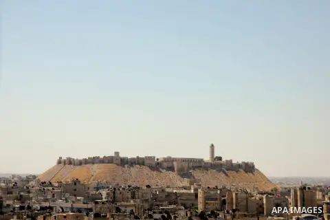 A general pictures shows the castle of Aleppo in the old city of Aleppo on September 12 2012. Forces loyal to President Bashar al-Assad shelled rebel-held areas across Syria as fierce clashes were reported in second city...