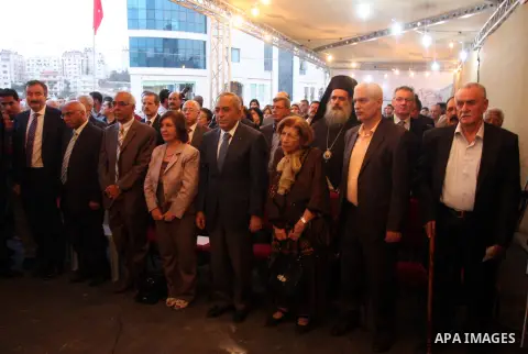 Palestinian Prime Minister visits the Palestine Book Fair Exhibition during the lunch of the exhibition, in the West Bank city of Ramallah , Oct. 11, 2012. The Palestine 8th Book Fair has participated with more than 200...