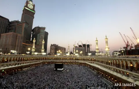 Muslim pilgrims move around the Kaaba inside the Grand Mosque during the annual Hajj in Mecca, Saudi Arabia, Oct. 12, 2012. Some 2.5 million Muslims from more than 160 countries converge annually on the Islamic cities of...