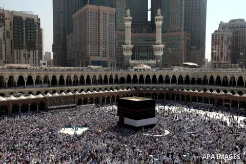 Muslim pilgrims move around the Kaaba inside the Grand Mosque during the annual Hajj in Mecca, Saudi Arabia, Oct. 12, 2012. Some 2.5 million Muslims from more than 160 countries converge annually on the Islamic cities of...