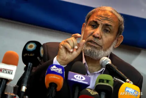 Leader in Hamas movement Mahmoud Al Zahar speaks during symposium , in Gaza city on Oct. 13, 2012. Photo by Naaman Omar