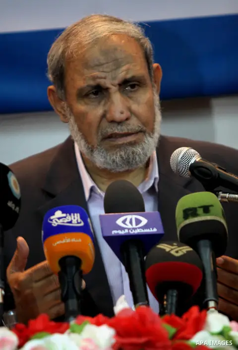 Leader in Hamas movement Mahmoud Al Zahar speaks during symposium , in Gaza city on Oct. 13, 2012. Photo by Naaman Omar