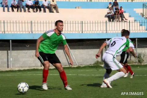 Palestinian soccer team of Shijaia and team of Rafah services, play during Match Clasico in Gaza city on Oct. 19, 2012. Photo by Alaa Shamaly