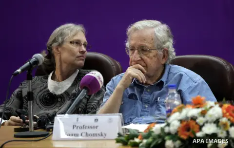 Jewish-American scholar and activist Noam Chomsky during his visit to the Islamic University in Gaza City, on Oct. 20, 2012. Photo by Majdi Fathi