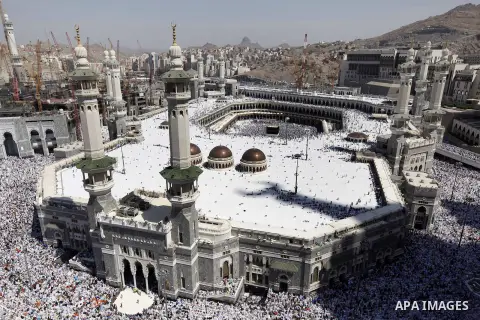 Muslim pilgrims circle the Kaaba and pray at the Grand mosque during the annual haj pilgrimage in the holy city of Mecca October 22, 2012, ahead of Eid al-Adha which marks the end of haj. On October 25, the day of Arafat...