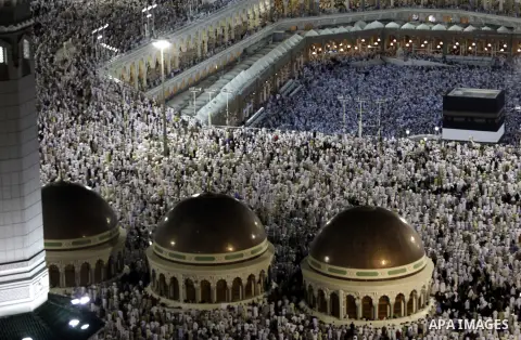 Muslim pilgrims circle the Kaaba and pray at the Grand mosque during the annual haj pilgrimage in the holy city of Mecca October 22, 2012, ahead of Eid al-Adha which marks the end of haj. On October 25, the day of Arafat...