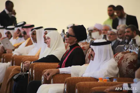The Emir of Qatar Sheikh Hamad bin Khalifa al-Thani and his wife Sheikha Mozah bint Nasser al-Missned attend cornerstone laying ceremony for Hamad, a new residential neighbourhood in Khan Younis in the southern Gaza Stri...