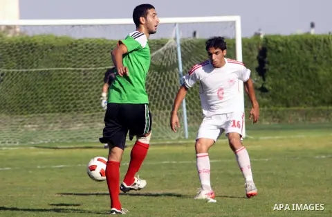 The Palestinian team of Union Shijaia and the team of Gaza Sports during the Palestinian league in Gaza city on Oct. 29, 2012. Photo by Alaa Shamaly