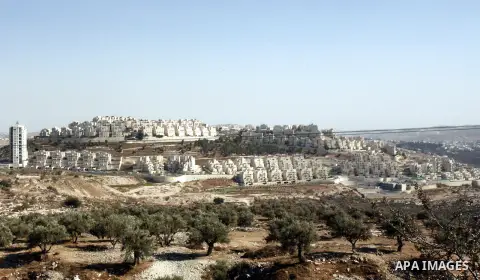 A part of work in Jewish settlement of Harmoun Hanatsave near the Arab neighbourhood of Ras al-Amud in Jerusalem on Oct. 30,2012. The Israeli occupation authority's approved to construct nearly 800 new settlement units i...