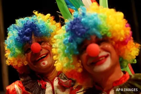 Members of the Egyptian National Circus practice in Gaza City on Oct. 30, 2012. The circus came to Gaza on Friday, accompanied by blaring music, juggling clowns and fire blowers but getting it there required its own high...