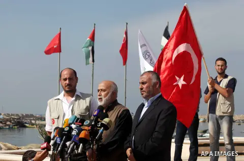 Palestinian representative of the Turkish Assembly of Islamic Relief, Mohammad Kaya, speaks during press conference about trial proceedings criminals Marmara massacre in Gaza port, on Nov. 04, 2012. Photo by Ashraf Amra