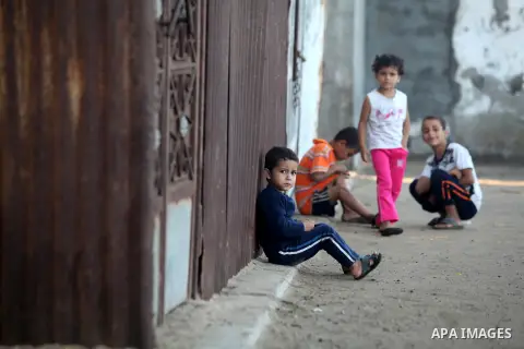 A Palestinian poor family live at the Shati Palestinian refugee camp in Gaza City on November 8, 2012. Photo by Majdi Fathi