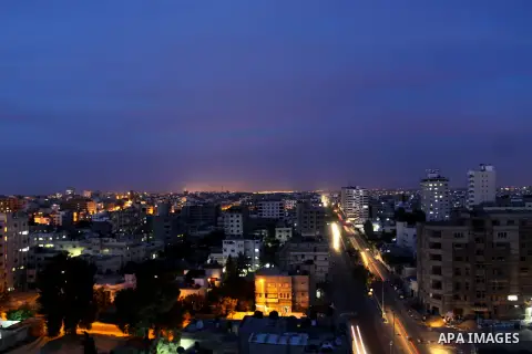 A photograph made available on 17 November 2012 showing a view of Gaza City during sunset in Gaza city on 16 November 2012. Reports state that Israel has put 75,000 reservists on standby amid speculation of an impending...