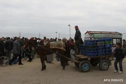 Palestinian men sell fish at a market in Gaza City November 27, 2012. Israel eased restrictions on Gaza fishermen on Saturday, further implementing truce brokered by Egypt after a week of fierce fighting, Palestinian off...