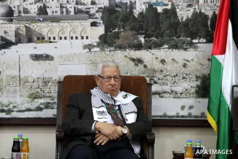 Makram Ahmed, the Secretary General of the Arab Journalists Union during his visit to Gaza strip to show solidarity with Palestinian journalists in Gaza city on November 28, 2012. Israeli aircraft killed 3 and wounded mo...