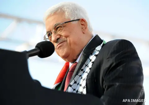 Palestinian President Mahmoud Abbas speaks as Palestinians celebrate their successful bid for UN non-member observer state status, in the West Bank city of Ramallah on December 2, 2012, Abbas arrived to the West Bank aft...