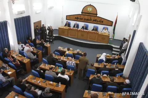 European delegation of lawmakers and politicians visit Palestinian Legislative Council in Gaza city on Dec 02, 2012. The delegation arrived on Saturday evening in the Gaza Strip to report on Israel's violations against c...