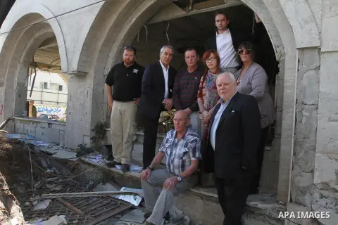 European delegation of lawmakers and politicians visit bombed areas in Gaza city on Dec 02, 2012. The delegation arrived on Saturday evening in the Gaza Strip to report on Israel's violations against civilians in the las...