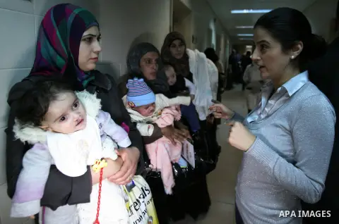Palestinian children suffer from harelip and cleft palate receive a treatment at Hebron Governmental Hospital in the West Bank city of Hebron on December 2,2012. Photo by Mamoun Wazwaz