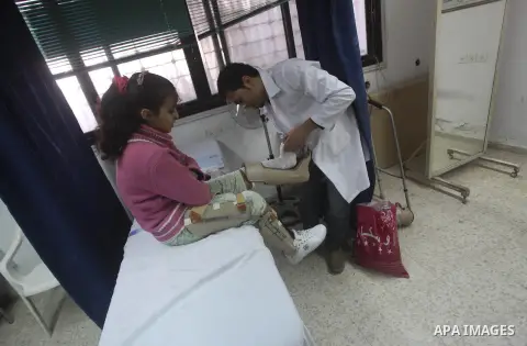 Dina Abu Sitta 16, Palestinian girl who lost her leg, during rehabilitation sport in Gaza city, on Dec. 03, 2012. International Day of People with Disability, is an international observance promoted by the United Nations...