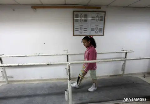 Dina Abu Sitta 16, Palestinian girl who lost her leg, during rehabilitation sport in Gaza city, on Dec. 03, 2012. International Day of People with Disability, is an international observance promoted by the United Nations...