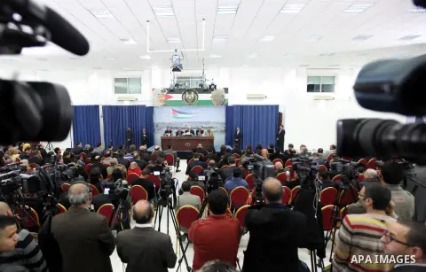 Palestinian President Mahmoud Abbas speaks during a meeting with members of the media in the West Bank city of Ramallah December 5, 2012. Israel moved forward on Wednesday with plans to build some 3,000 settler homes in...
