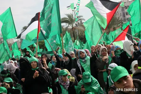 Palestinian Hamas supporters attend a Hamas rally marking the 25th anniversary of the Islamist movement's founding in Gaza City on December 8, 2012. Hamas chief Khaled Meshaal arrived to Gaza strip on December 7 during h...