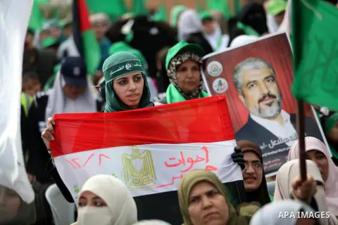 Palestinian Hamas supporters attend a Hamas rally marking the 25th anniversary of the Islamist movement's founding in Gaza City on December 8, 2012. Hamas chief Khaled Meshaal arrived to Gaza strip on December 7 during h...