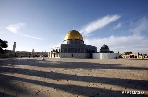 A general image shows the Rock of the Dome Mosque at al-Aqsa mosque compound, Islam's third holiest site, December 9, 2012. Photo by Mahfouz Abu Turk