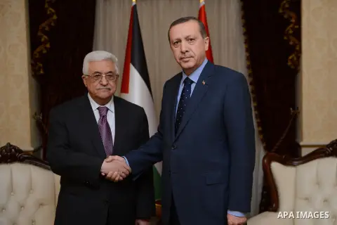 Palestinian President Mahmoud Abbas meets with Turkish Prime Minister Rajab Tayyip Erdogan in Turkey, 11 December 2012. Photo by Thaer Ganaim