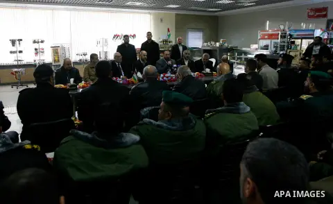 Hamas leader Mousa Abu Marzouk, upon his departure from the Gaza Strip through the Rafah border crossing with Egypt on December 14, 2012. Marzouq arrived to Gaza strip on December 7 during a visit to the Gaza Strip to ma...
