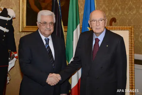 Palestinian President Mahmoud Abbas (Abu Mazen) meets with Italian President in Rome, on Dec.18, 2012. Photo by Thaer Ganaim