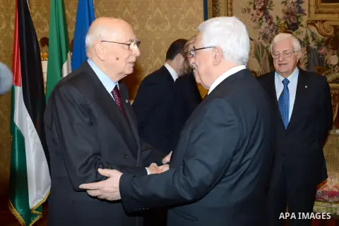 Palestinian President Mahmoud Abbas (Abu Mazen) meets with Italian President in Rome, on Dec.18, 2012. Photo by Thaer Ganaim