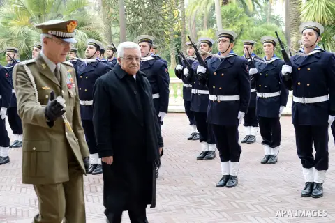 Palestinian President Mahmoud Abbas (Abu Mazen) meets with Italian President in Rome, on Dec.18, 2012. Photo by Thaer Ganaim
