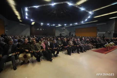 Palestinians attend a ceremony to honor medics and doctors who work during the eight days of Israeli air strikes on Gaza strip in Gaza city on 19 December 2012. The eight days of Israeli air strikes on Gaza and cross-bor...