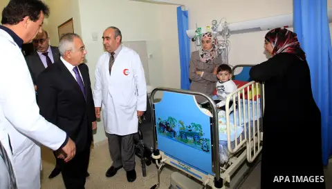 Palestinian Prime Minister Salam Fayyad attends the opining of department of Obstetrics in Thabet hospital in the West Bank city of Tulkarm on 19 December 2012. Photo by Mustafa Abu Dayeh