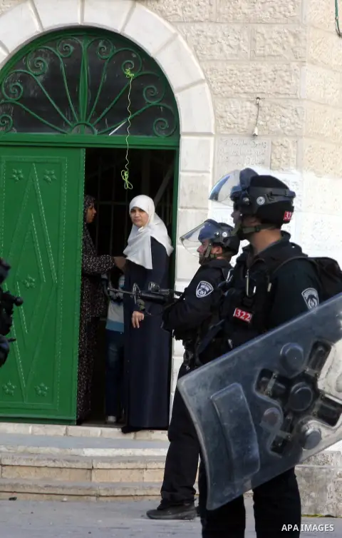 Israeli soldiers stand guard during clashes with Palestinians in the Arab Jerusalem neighbourhood of Issawiya after a demonstration in solidarity with Palestinian prisoner Samer Issawi, held in an Israeli jail and on hun...
