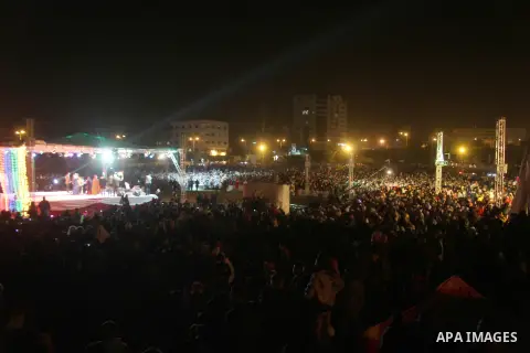 Palestinians attend a concert by Birds of Paradise group during an Islamic song festival in Gaza City on December 20, 2012. Photo by Ezz Zanoun