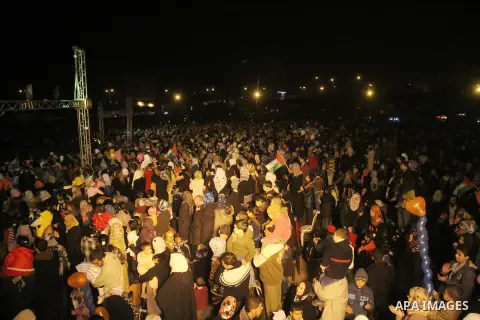 Palestinians attend a concert by Birds of Paradise group during an Islamic song festival in Gaza City on December 20, 2012. Photo by Ezz Zanoun