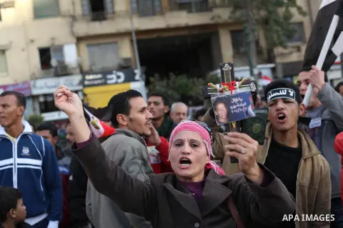 Egyptian protesters gather for a demonstration at Tahrir square in Cairo, Egypt, Friday, Dec. 21, 2012. Running clashes between rival protesters erupted in Egypt's second city Alexandria, on the eve of the final round of...