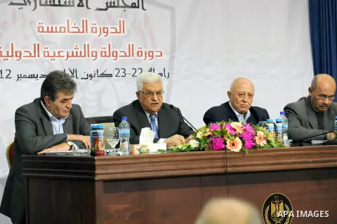 Palestinian President Mahmoud Abbas speaks during the meeting of advisory Council of the Fatah movement in the West Bank city of Ramallah on 22 December 2012. Photo by Thaer Ganaim
