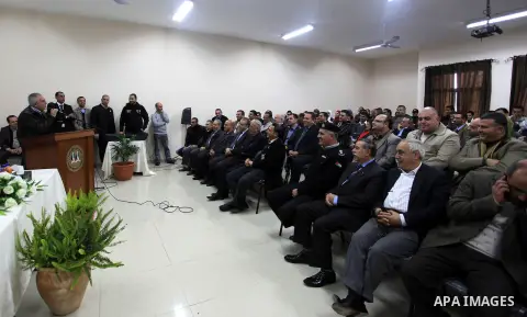 Palestinian Prime Minister Salam Fayyad, during the opening of the largest College of Administrative and Financial Sciences in Palestine in the Arab American University in the West Bank, on December 23, 2012. Photo by Mu...