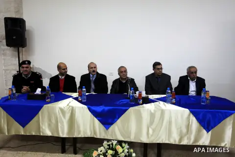 Palestinian Prime Minister Salam Fayyad, during the lighting of the Christmas tree in the church of Latin in the West Bank village of Zababda of Jenin , on December 23, 2012. Photo by Mustafa Abu Dayeh