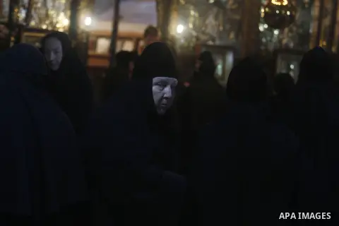 Greek Orthodox pilgrims visit the Church of the Nativity in the biblical West Bank city of Bethlehem, believed to be the birthplace of Jesus Christ, on December 24, 2012. Thousands of Palestinians and tourists were flock...