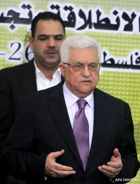 Palestinian President Mahmoud Abbas, attends a meeting of his Fatah Party, at his headquarter in the West Bank city of Ramallah, 26 December 2012. Photo by Issam Rimawi