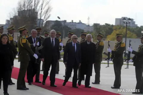 Arab League Secretary-General Nabil Elaraby, during an arrival ceremony in the West Bank city of Ramallah, Dec. 29, 2012. Photo by Issam Rimawi