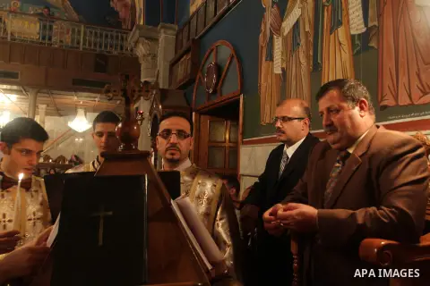 Palestinian Orthodox celebrate Holy Fire ceremony at the Saint Porfirios church in Gaza City early Gaza City May 05, 2013. Photo by Naaman Omar