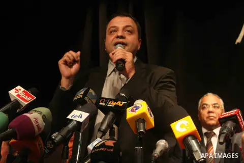 Members of the Egyptian political parties participate a press conference in Cairo, on Feb. 09, 2013. Several Islamist and political figures have announced the establishment of a ?Conscience Front?, a new coalition aiming...