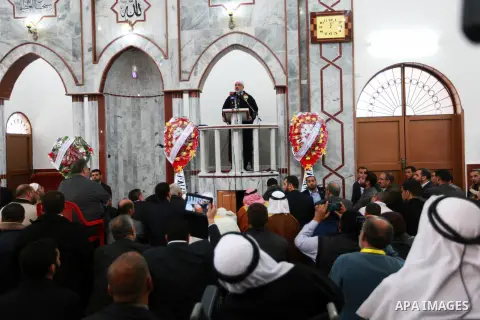 Palestinian Prime Minister in Gaza Ismail Haniyeh speaks during Friday prayer in Khan Younis southern Gaza strip on February 22, 2013. Photo by Ahmed Shaat