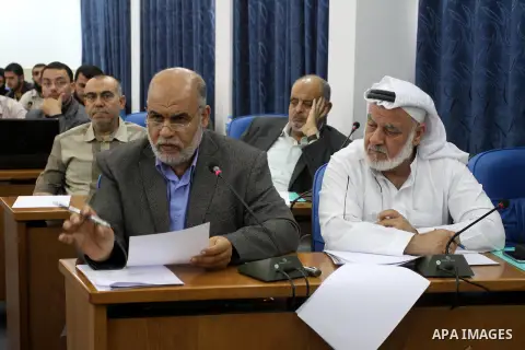 Members of the Palestinian Legislative council participate in a meeting in Gaza City on May 29, 2012. Photo by Mohammed Asad